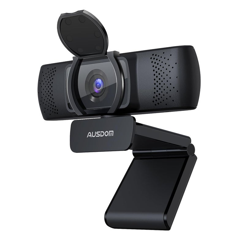 AUSDOM AF640 1080P Webcam with Microphone, 90Â°FOV USB PC Camera Webcam with Privacy Cover, Plug and Play Computer Camera for Online Calling/Conferencing, Zoom/Skype/YouTube, Laptop/PC - Image 1